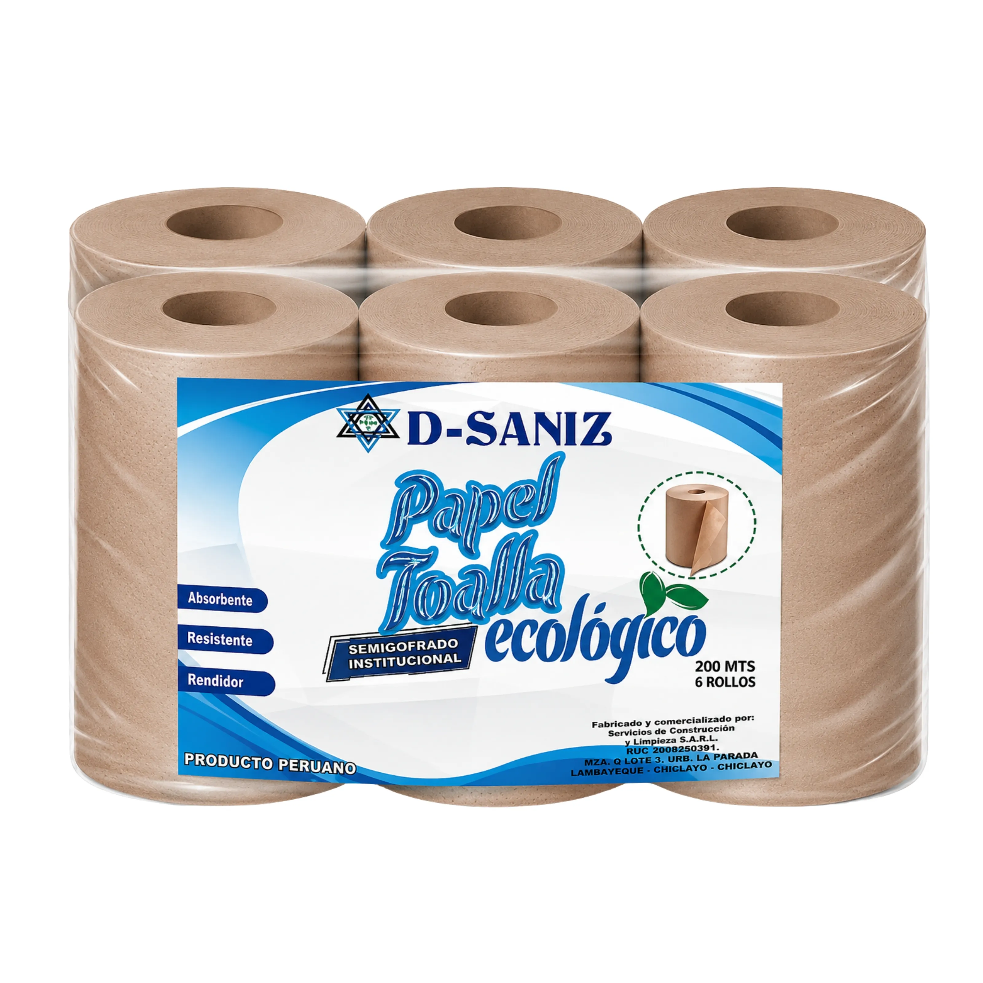 PAPEL TOALLA NATURAL UNA HOJA GOFRADO 300 M