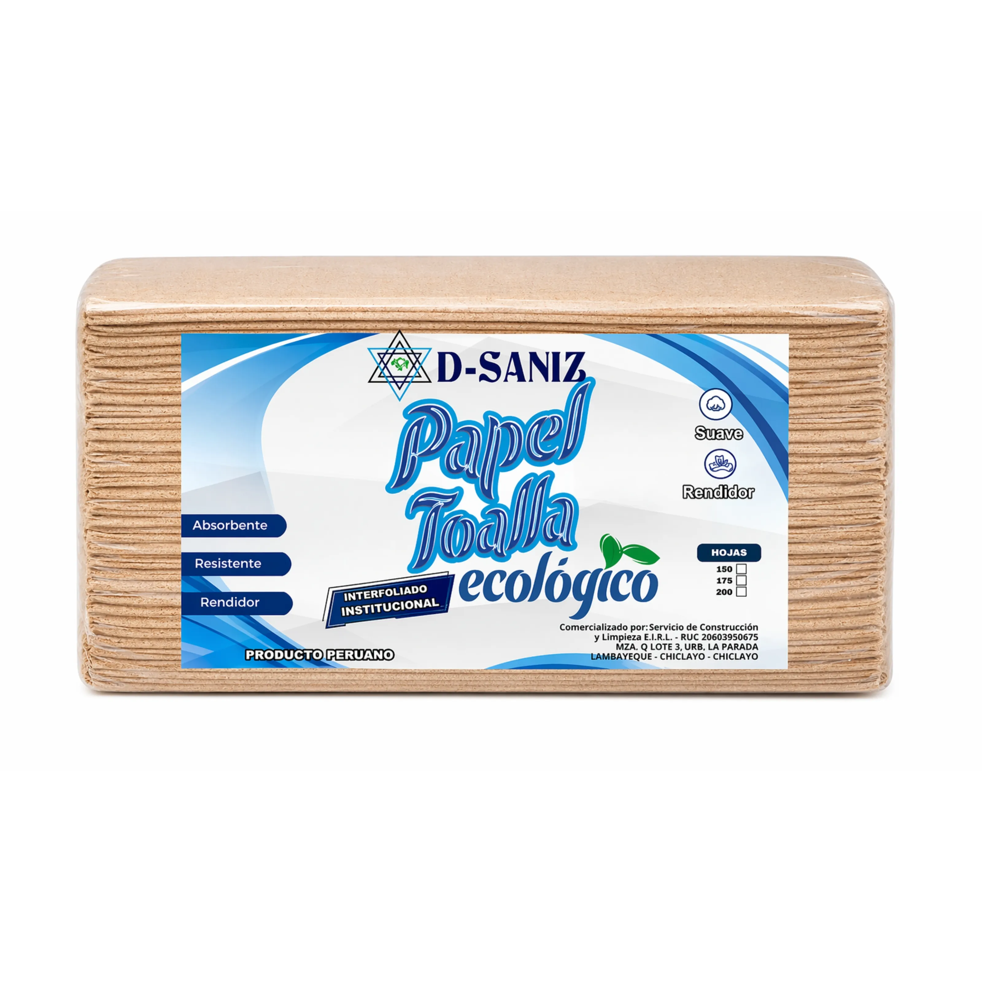 PAPEL TOALLA  INTERFOLIADO NATURAL SEMIGOFRADO 200 HOJAS